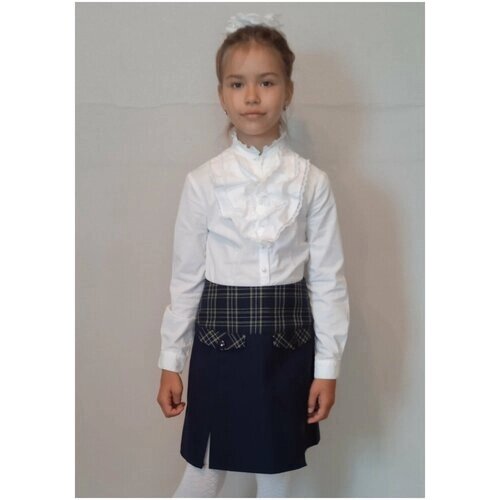 Школьная юбка, миди, размер 140-34, синий