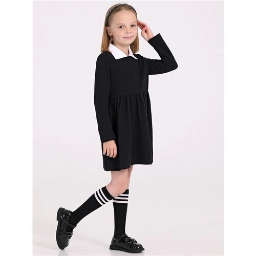 Школьное платье Апрель, размер 62-122, черный, белый