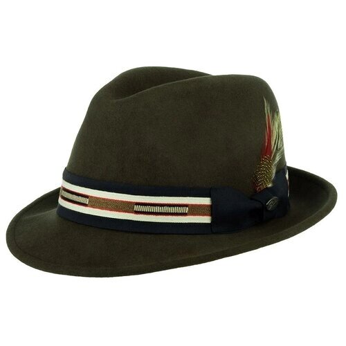 Шляпа Bailey, размер 55, зеленый, коричневый