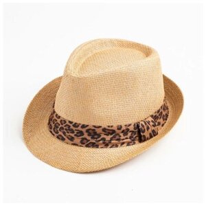 Шляпа женская MINAKU "Леопард", размер 56-58, цвет коричневый , 1 шт.