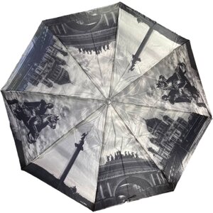 Смарт-зонт GALAXY OF UMBRELLAS, автомат, 3 сложения, купол 96 см., 8 спиц, чехол в комплекте, для женщин, серый