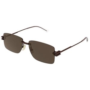 Солнцезащитные очки Bottega Veneta, прямоугольные, оправа: металл, с защитой от УФ, для мужчин, коричневый