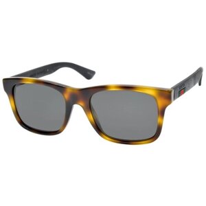 Солнцезащитные очки GUCCI, прямоугольные, оправа: пластик, для женщин, коричневый