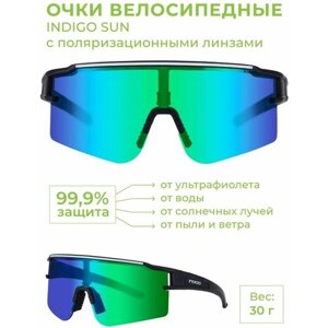 Солнцезащитные очки Indigo, прямоугольные, спортивные, поляризационные, с защитой от УФ, устойчивые к появлению царапин, зеленый