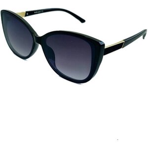 Солнцезащитные очки , кошачий глаз, оправа: пластик, с защитой от УФ, градиентные, для женщин, черный