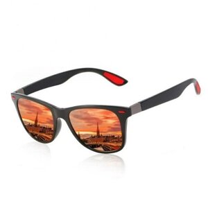 Солнцезащитные очки квадратные черные/красные оранжевая линза