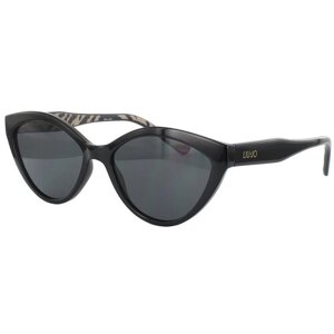 Солнцезащитные очки LIU JO, кошачий глаз, оправа: пластик, с защитой от УФ, градиентные, для женщин, черный