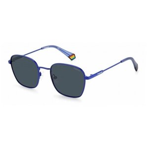 Солнцезащитные очки Polaroid, квадратные, оправа: металл, синий