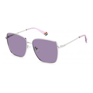 Солнцезащитные очки Polaroid, квадратные, оправа: металл, устойчивые к появлению царапин, поляризационные, с защитой от УФ, для женщин, серебряный