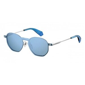 Солнцезащитные очки Polaroid, овальные, оправа: металл, поляризационные, синий