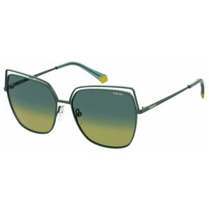 Солнцезащитные очки Polaroid, прямоугольные, оправа: металл, устойчивые к появлению царапин, поляризационные, для женщин, зеленый