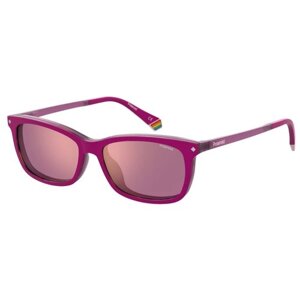 Солнцезащитные очки Polaroid, прямоугольные, оправа: пластик, поляризационные, розовый