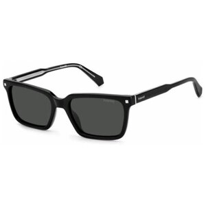 Солнцезащитные очки Polaroid, прямоугольные, оправа: пластик, поляризационные, с защитой от УФ, черный