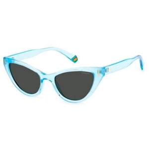 Солнцезащитные очки Polaroid, прямоугольные, оправа: пластик, поляризационные, с защитой от УФ, для женщин, голубой