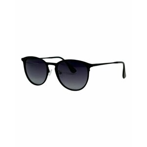 Солнцезащитные очки PROUD, круглые, оправа: металл, с защитой от УФ, градиентные, поляризационные, для женщин, черный