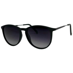 Солнцезащитные очки PROUD, круглые, оправа: пластик, с защитой от УФ, градиентные, поляризационные, черный