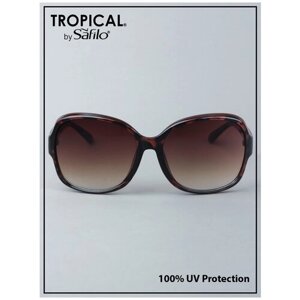 Солнцезащитные очки Tropical, стрекоза, оправа: пластик, с защитой от УФ, градиентные, для женщин, коричневый