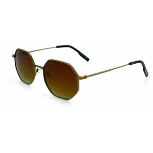 Солнцезащитные очки Uspa, шестиугольные, оправа: металл, поляризационные, с защитой от УФ, для мужчин, коричневый
