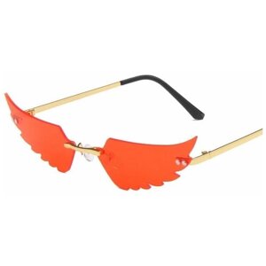 Солнцезащитные очки , узкие, оправа: металл, для женщин, золотой