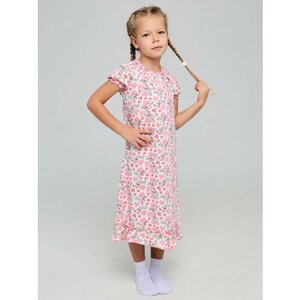 Сорочка Дети в цвете, укороченный рукав, без капюшона, без карманов, размер 36-128, розовый, белый