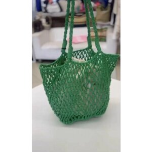Сумка торба , фактура вязаная, плетеная, зеленый