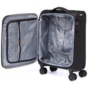 Умный чемодан Torber, текстиль, нейлон, водонепроницаемый, адресная бирка, 32 л, размер S, черный