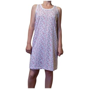 Женская майка-сорочка, летняя ночнушка трикотажная, пижама женская "бабушкина майка" разноцветная, пр-во Узбекистан 100% хлопок