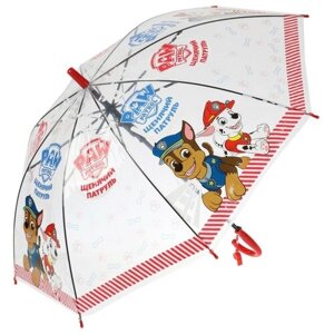 Зонт детский играем вместе Щенячий Патруль прозрачный, со свистком