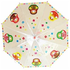 Зонт детский трость Матрешка 35D-34-02 цв. прозрачный