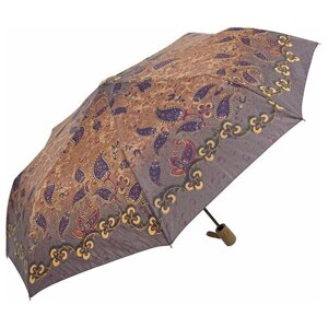 Зонт Rain Lucky, полуавтомат, 3 сложения, купол 94 см., 8 спиц, для женщин, коричневый