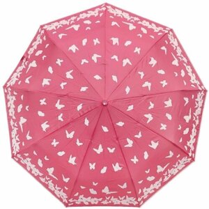 Зонт-шляпка Crystel Eden, полуавтомат, 2 сложения, 9 спиц, система «антиветер», для женщин, розовый