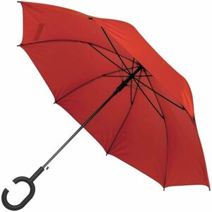 Зонт-трость полуавтомат, купол 101 см, для женщин, красный