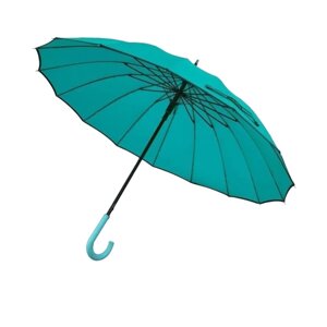 Зонт-трость полуавтомат, система «антиветер», чехол в комплекте, для женщин, бирюзовый