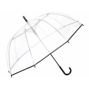 Зонт-трость ROBIN, полуавтомат, купол 93 см., 10 спиц, система «антиветер», прозрачный, для женщин, бесцветный