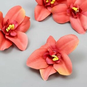 Бутон на ножке для декорирования Орхидея кремово-розовая 7,5х8 см 5 шт