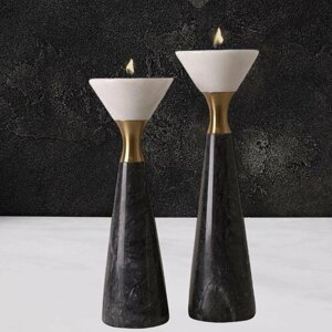Декоративный подсвечник "Black & White Candleholder", размер 9.5 х 9.5 х 25.5 см