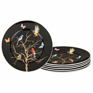 Набор тарелок закусочных lefard "Райские птицы" 6 шт 21 см черный