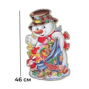 Новогодняя декорация Снеговик, размер 46 см