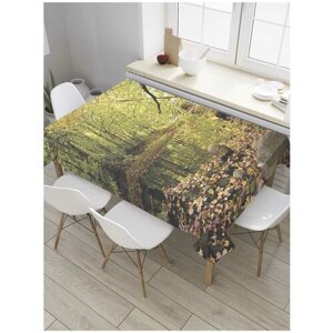 Скатерть прямоугольная JoyArty на кухонный стол "Осеннее озеро" из оксфорда, 180x145 см