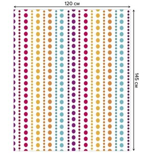 Скатерть прямоугольная JoyArty "Разноцветные вертикали горошка" из сатена, 120x145 см