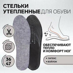 Стельки для обуви, универсальные, р-р RU до 46 (р-р Пр-ля до 46), 29 см, пара, цвет чёрный/серый