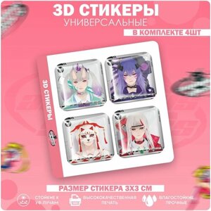 3D стикеры наклейки на телефон девушка самурай