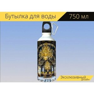 Бутылка фляга для воды "Sihastria монастырь putnei, буковина, румыния" 750 мл. с карабином и принтом