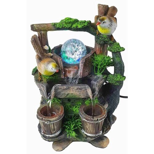 Домашний фонтан Птички (26х20х15 см), хрустальный шар, подсветка