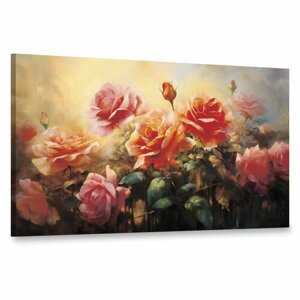 Интерьерная картина 100х60 "Розы в звуках музыки"
