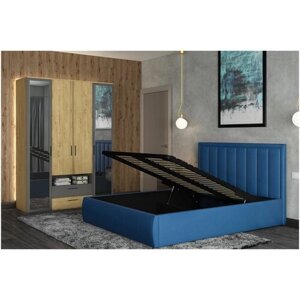 Интерьерная кровать Нью-2 1600 с ящиком синий