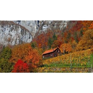 Картина на холсте 60x110 LinxOne "Осень горы склон" интерьерная для дома / на стену / на кухню / с подрамником