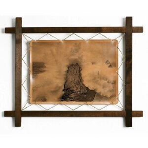 Картина Шторм, интерьерная для украшения и декора на стену в деревянной раме, подарок, натуральная кожа, BoomGift