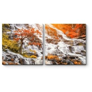 Модульная картина Райский водопад, Тайланд 200x100