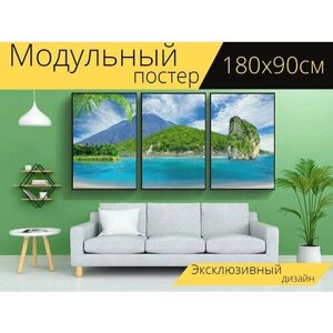 Модульный постер "Фантазия, пейзаж, составной" 180 x 90 см. для интерьера
